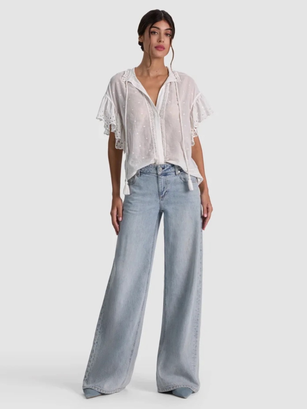 Alice + Olivia Julius Embroidered Tunic Top